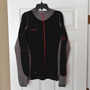MAMMUT Mens Large Black Full Zip Jacket Hoodie Sweater Athletic Style#1010-05870